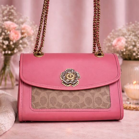 Coach Handbags - NWOT Coach Dark Pink Tea Rose Parker Turnlock